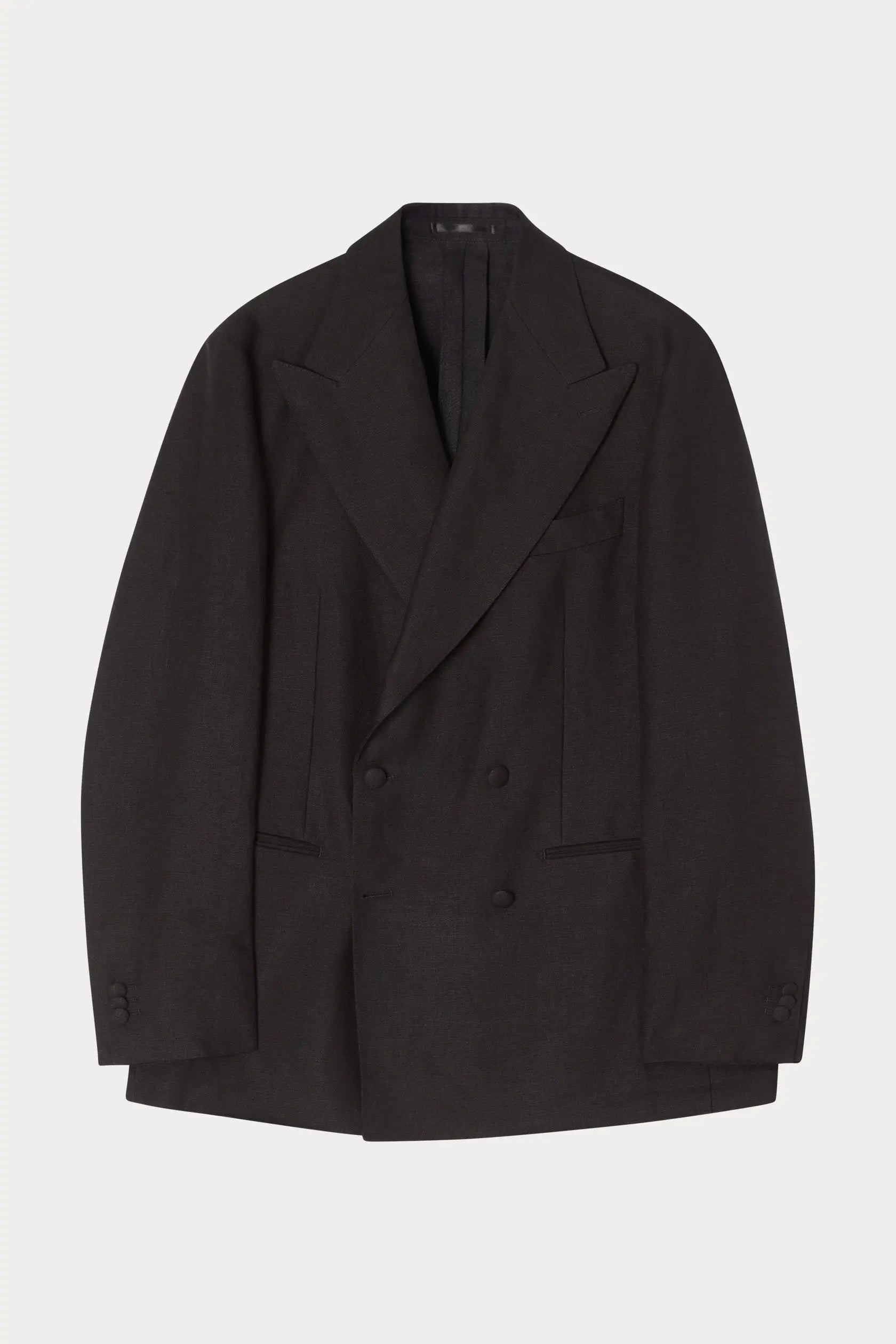 04 - Linen DB Suit Jacket - Black