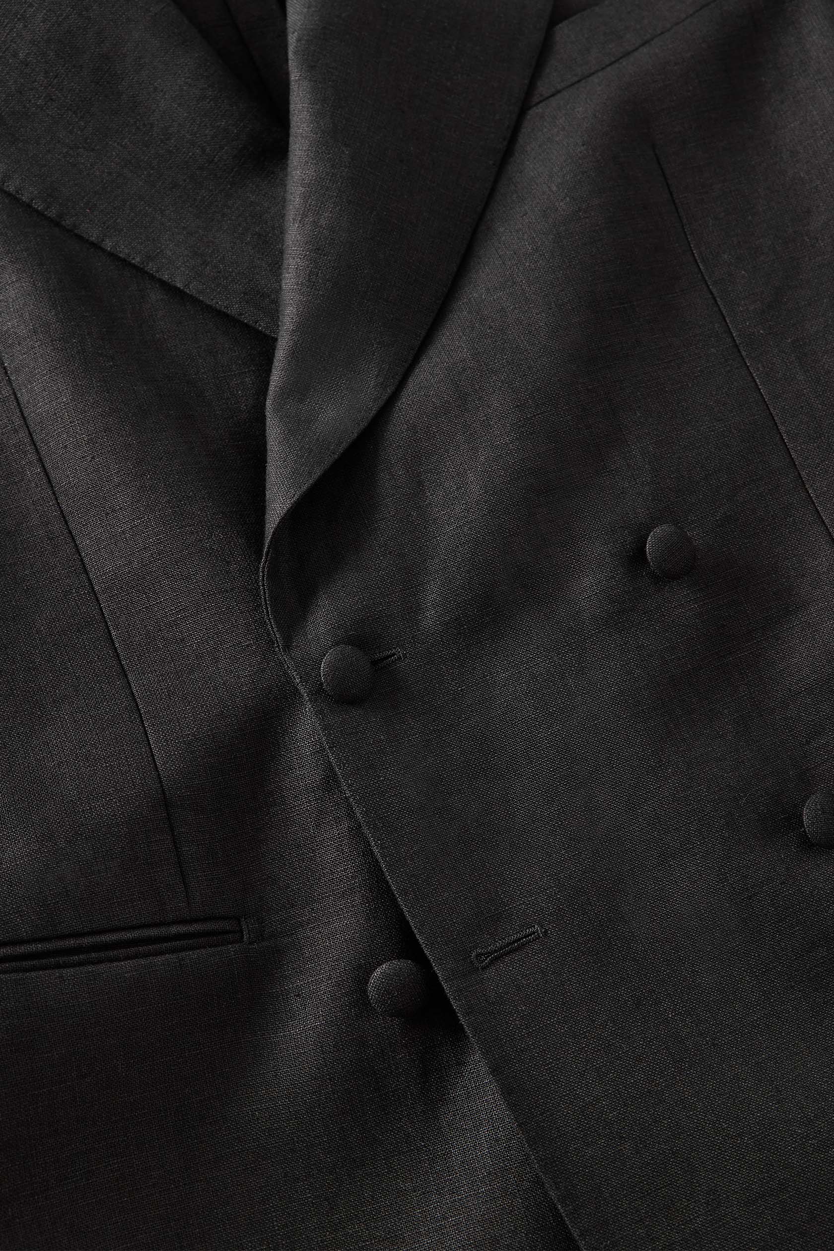 04 - Linen DB Suit Jacket - Black