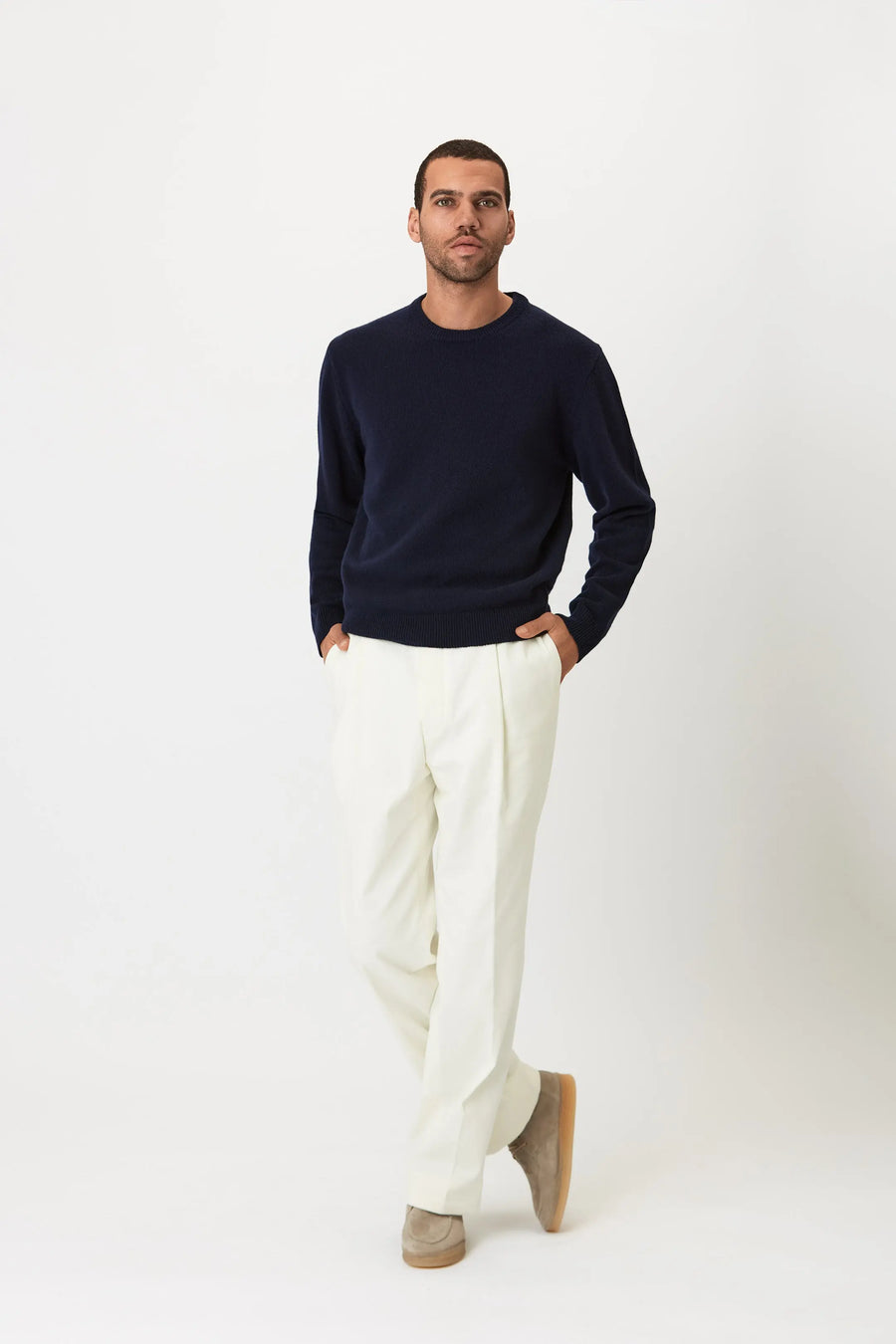 Crew Neck - Wool - Navy Giabe