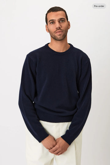 Crew Neck - Wool - Navy Giabe