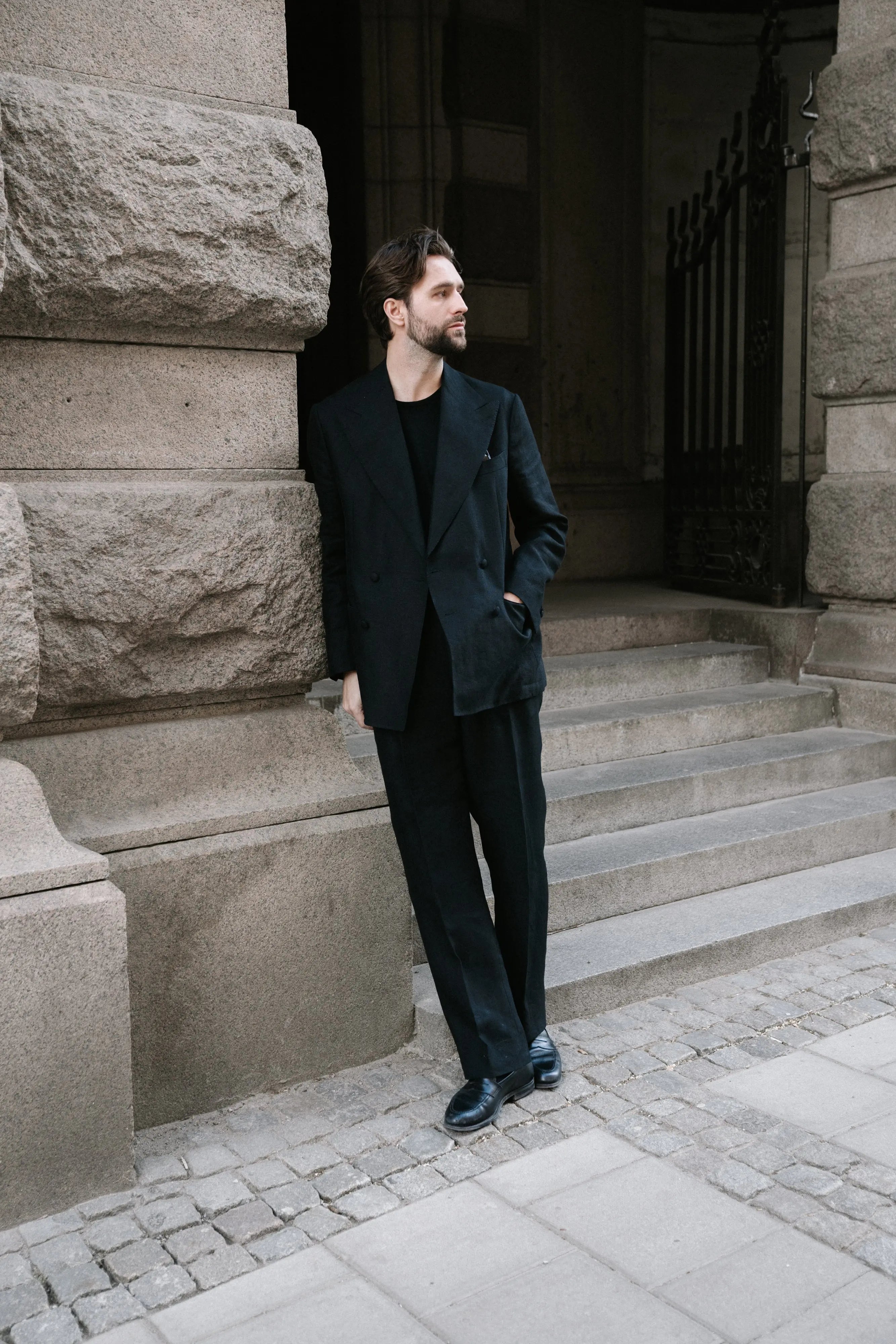 04 - Linen Suit Trousers - Black